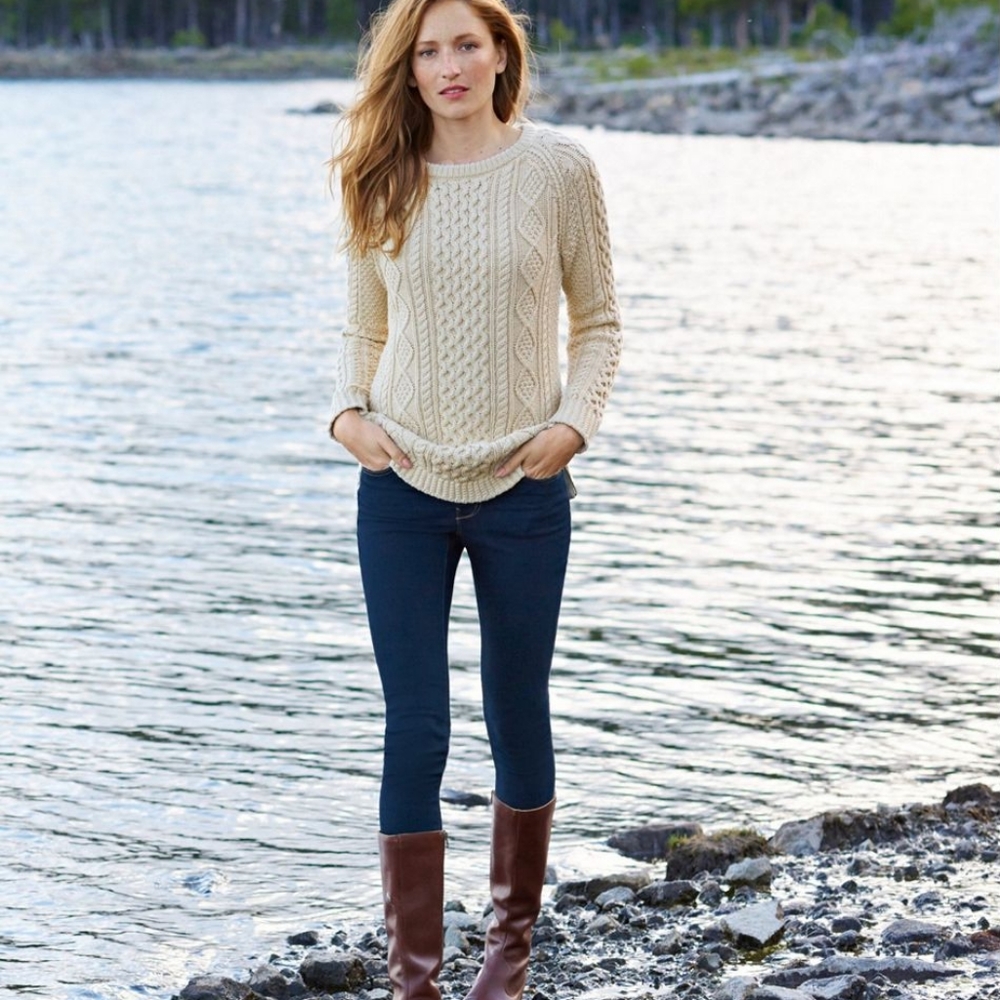 Orange Fisherman Tunic Sweater L.L. Bean Copper